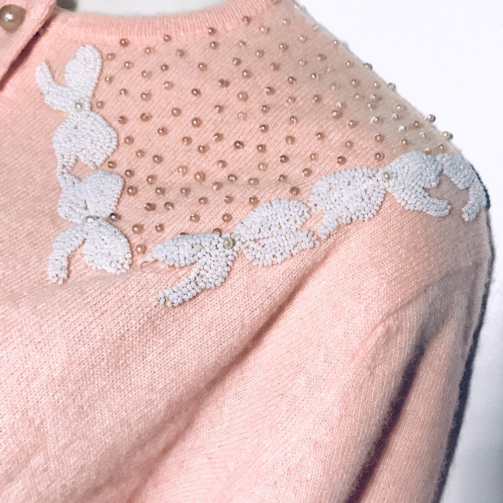 Cashmere vintage Pink & beaded sweater PINUP